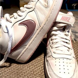 NIKE COURT BOROUGH MID 2 GS 'WHITE PINK GLAZE' 5 Youth(Woman’s 6.5)